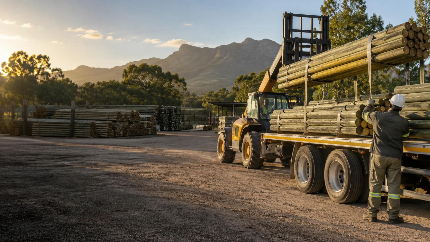 Timber poles ready for collection or arranged delivery