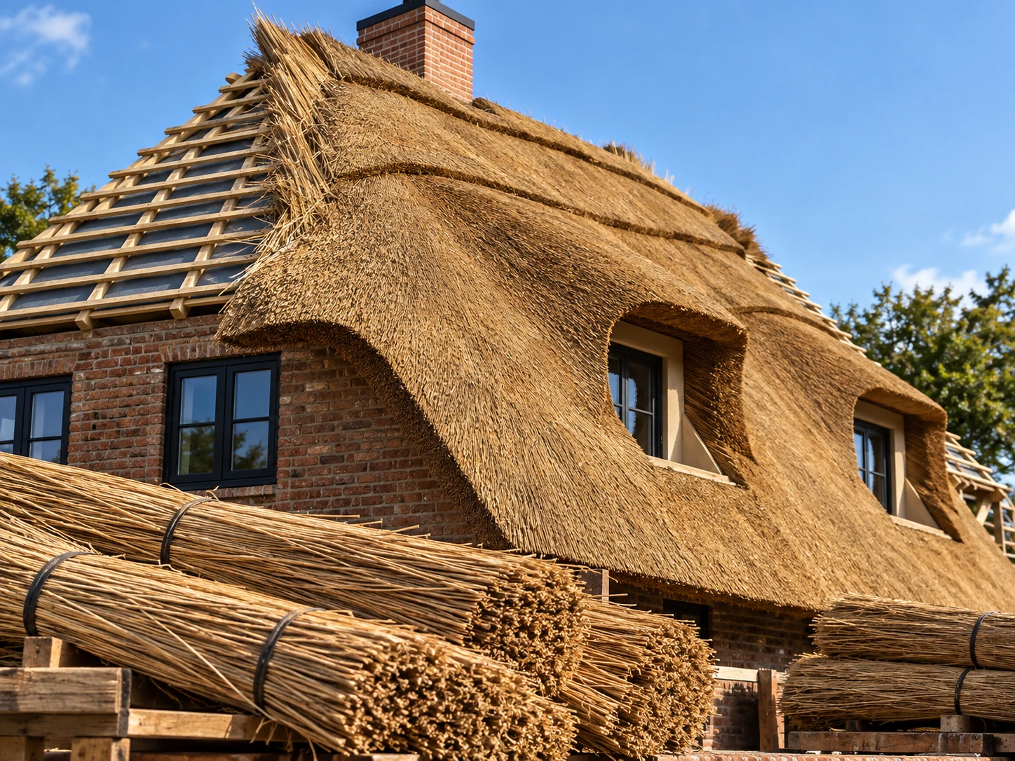 Thatching reed bundles