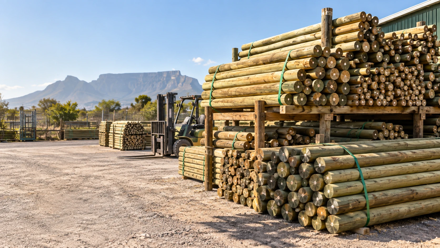 Timber poles prepared for contractor and bulk supply